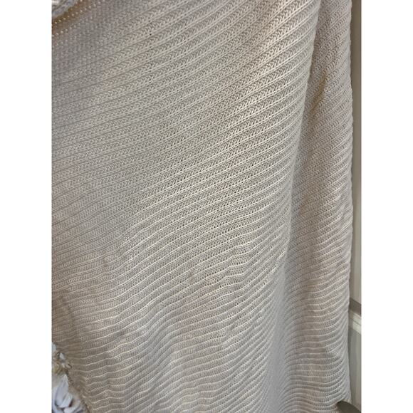 Under The Canopy Throw 60 x 72” 100% Organic Cotton Knit Stitch Blanket Cream - Picture 7 of 10